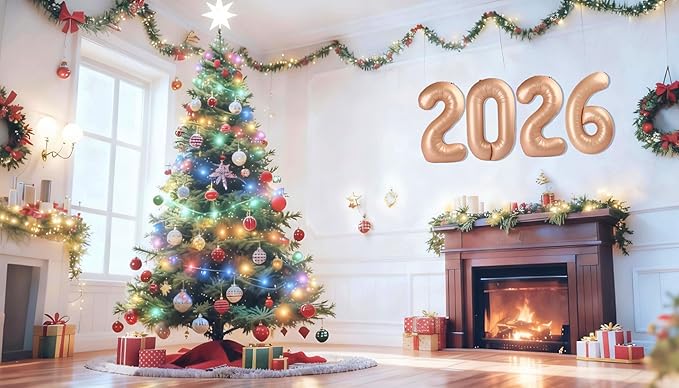 2026 number balloon brown light