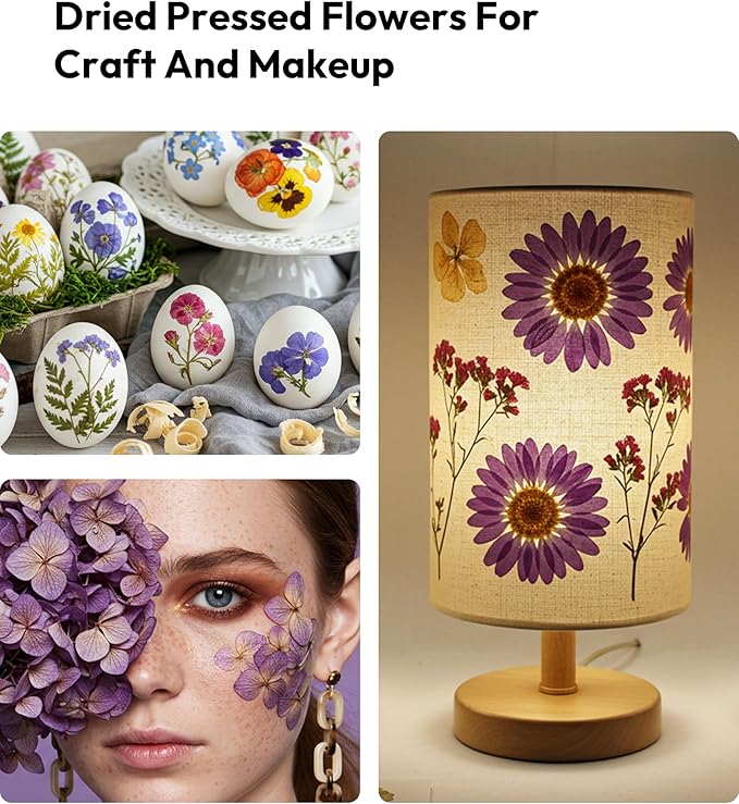 Pressed Flowers, Resiners Dried Pressed Flowers for Scrapbooking Supplies Pressed Flowers Dry Leaves Bulk Natural Herbs Kit for Scrapbooking Resin DIY Art Crafts Making (Purple 174pcs)