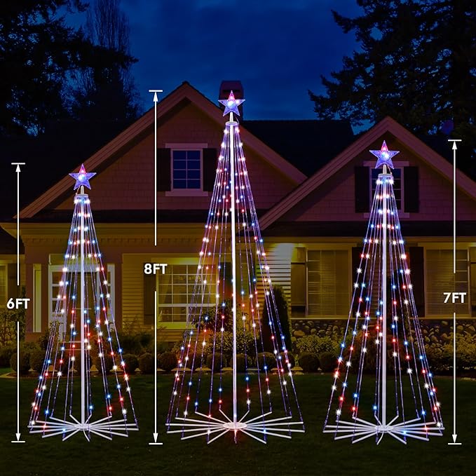 7FT Outdoor Christmas Tree, RGB Color Changing Pre-lit Smart Cone Christmas Tree with LED Lights, App&Remote Control, DIY Multi-Color Lightshow, Music Sync, Christmas New Year Decoration