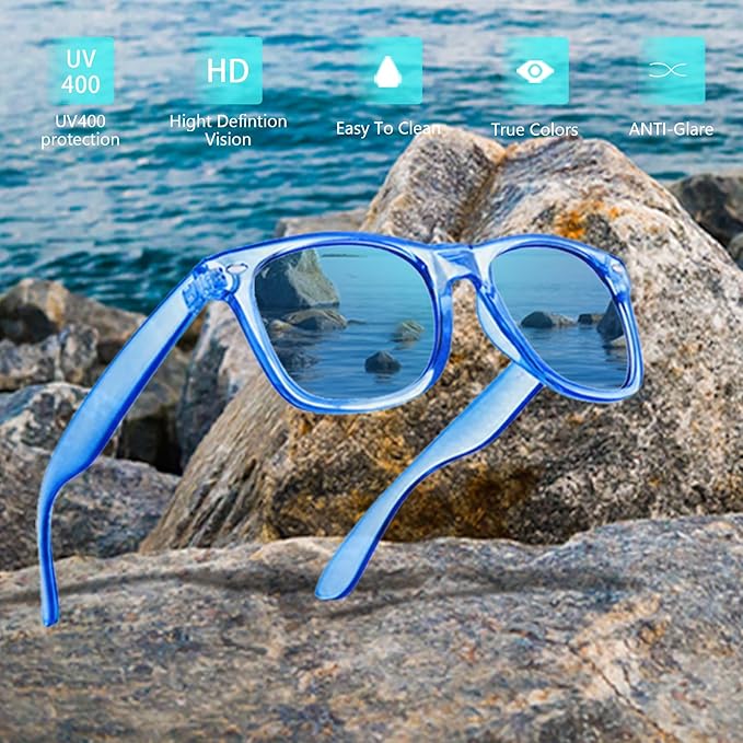 Matcheck 10/18 Pack Neon Colors Party Sunglasses Mirrored lens Colored Glasses Bulk Retro Shades for Unisex Adults Teens
