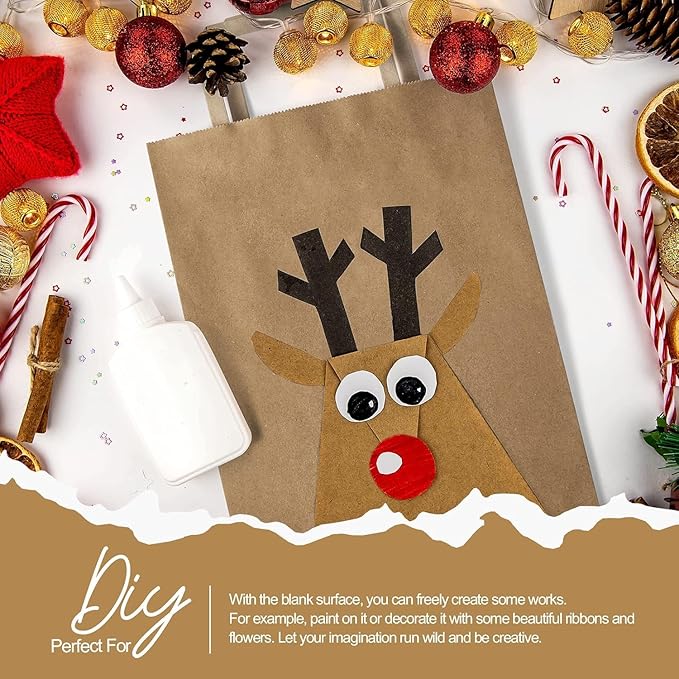 GSSUSA Brown Paper Bags with Handles 200 Pack Brown Gift Bags10 X5 X13 Kraft Paper Bags, for Shopping, Retail and Grocery -Take Out Bag