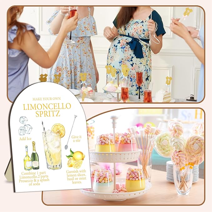 Limoncello Spritz Bar Sign, Cocktail Bar Recipe Sign for Bridal Shower, Bachelorette Party Table Signs, Homemade Cocktail Station Welcome Board, Cocktails Drink Recipe Board for Bridal Shower Decor