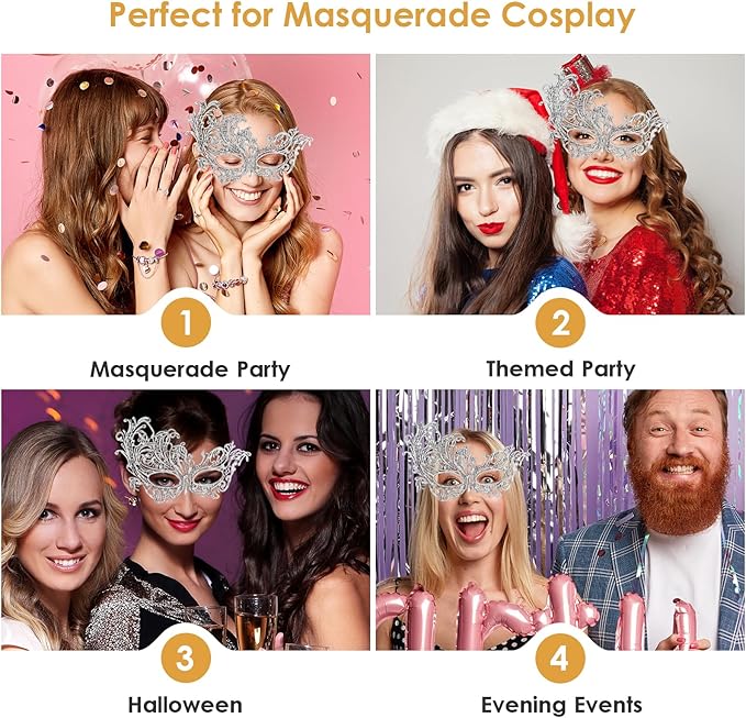 Exlinonline Lace Masquerade Mask Elastic,Fit for Adult,Soft Gentle Material,Specially For Costume,Thememed Party