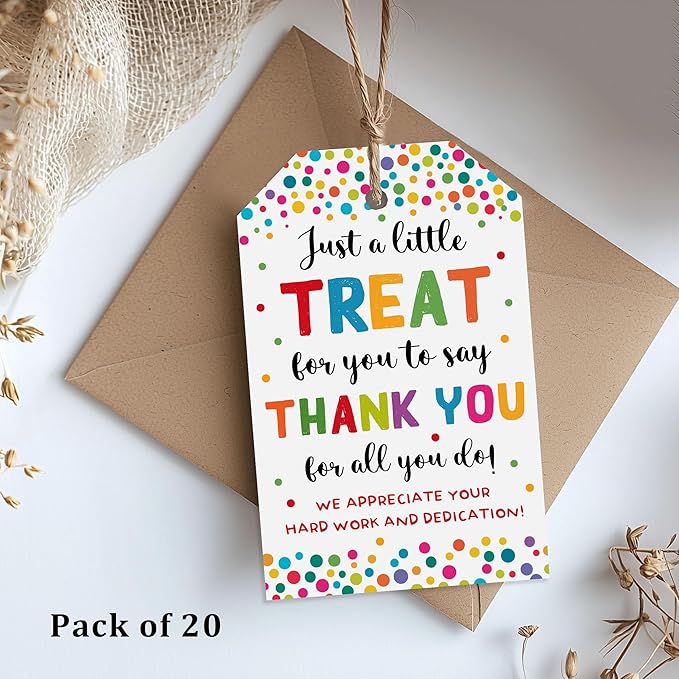 Treat for You to Say Thank You for All You Do Gift Tag We Appreciate You Christmas Gift Tags with String Employee Appreciation Company Staff Christmas Holiday Favor Tags Pack of 20 (Appreciate A)