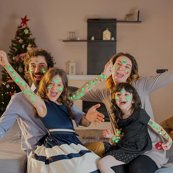 150PCS Luminous Christmas Tattoos for Kids, Christmas Accessories, 150 Kinds of Glow in the Dark Xmas Temporary Tattoos, Stocking Stuff Xmas Supplies for Kids, Xmas Goodie Bag Candy