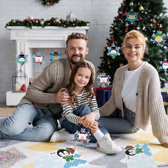 Yexiya 36 Pack Winter Christmas Snowflake Craft Kits for Kids DIY Winter Art Craft Hanging Ornaments Make Your Own Snowflakes Blue White for Xmas Handmade Project Party Favors Holiday Activities Decor