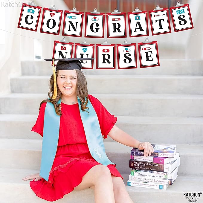 KatchOn, Congrats Nurse Garland - Large 10 Feet | Congrats Banner, Grad Party Decor | Graduation decorations 2025 Nurse Graduation Party Decorations | nurse graduation decorations