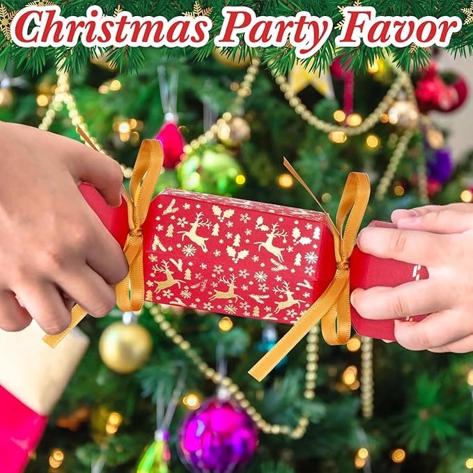 50 Packs Christmas Cracker Kit No Snap Xmas Party Table Favors Snowflake Reindeer DIY Christmas Party Cracker Candy Boxes for Holiday Dinner Decoration Gift (Snowflake)