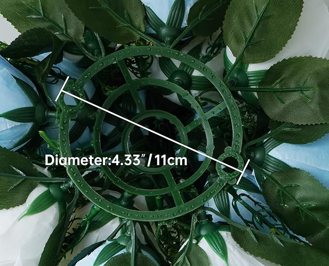 Artificial Flowers Rose Centerpieces, 6 Pcs Faux Flower Kissing Ball Fake Flower 15 Heads Plastic Roses with Base Perfect for Wedding Bouquets Party Table Decor for Flower Balls Wedding(Blue White)