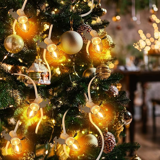 LaWana Christmas Village Lights with 10 LED Warm-White Bulb, C7 Light Cord, Decoration for Christmas Village Houses and Halloween Holiday