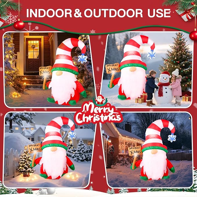6 FT Christmas Inflatables Decorations Outdoor,Blow Up Gnome Tumbler with Built-in LED Lights for Indoor Holiday Party Yard Garden Lawn Décor