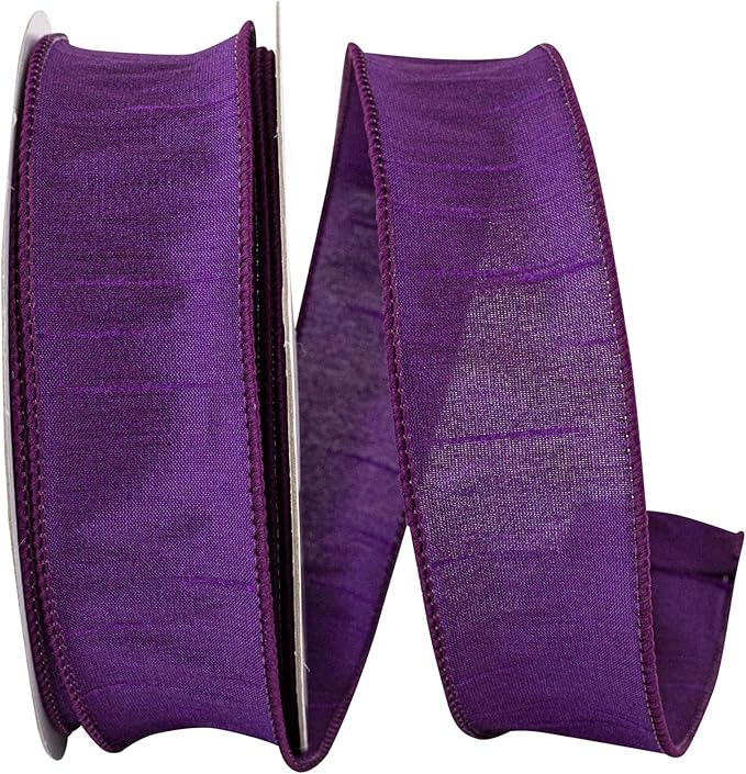 Reliant Ribbon 92975W-910-09H Dupioni Supreme Wired Edge Ribbon, 1-1/2 Inch X 20 Yards, Plum