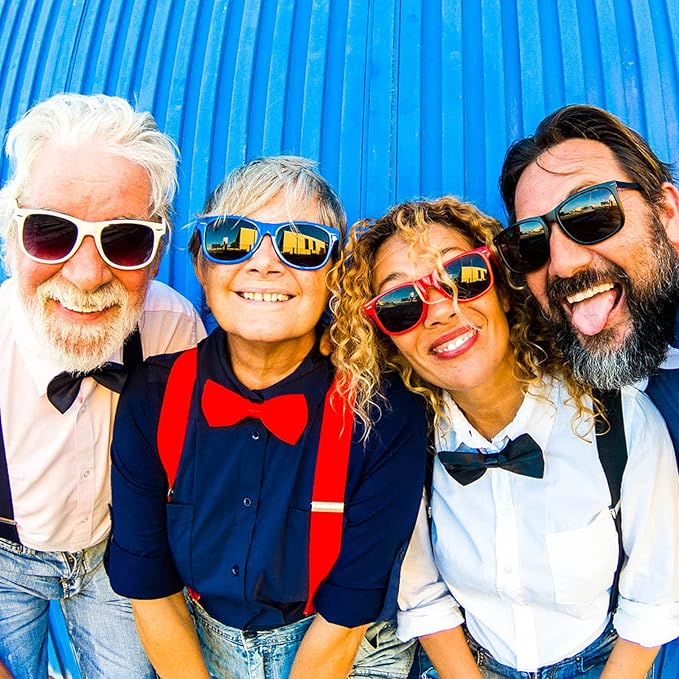 12/24 Pack Wholesale Retro Neon Colors Party Favor Supplies Unisex Sunglasses Bulk for Adults Teens, UV400 Protection