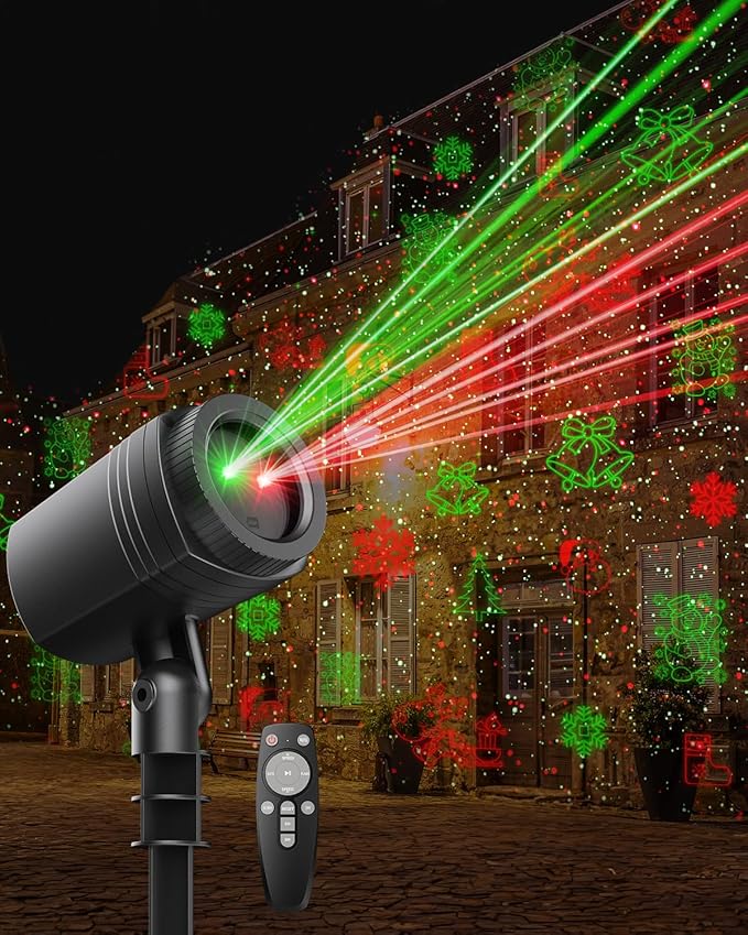 Christmas Projector Lights Outdoor, 9 High-Definition Patterns Laser Light Projector with Remote and Timer, Party Lights for Indoor Outdoor Garden Holiday Decoration Halloween New Year