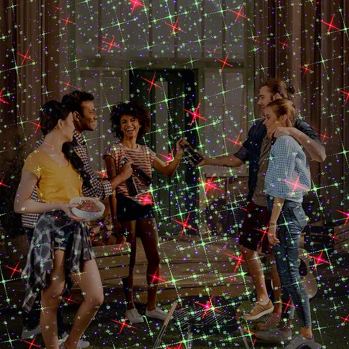 Poeland 8 Patterns Christmas Laser Projector Lights, Outdoor Garden Decorative Lights with Remote Control and Security Lock for Indoor Outdoor Home Garden (Red, Green, Blue)