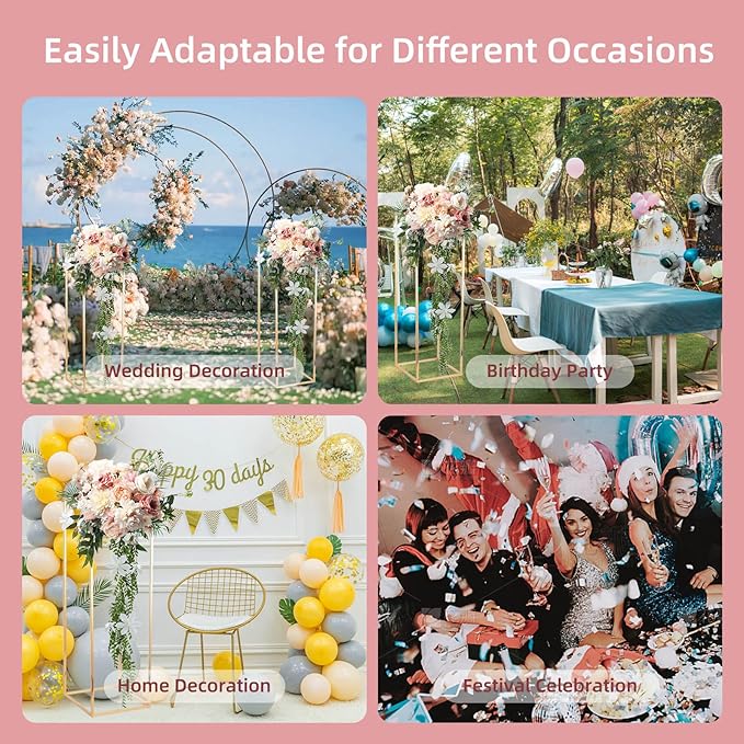 32in Tall Metal Column Wedding Flower Stand - 10pcs Large Centerpieces for Event Party Home Decorations, Gold