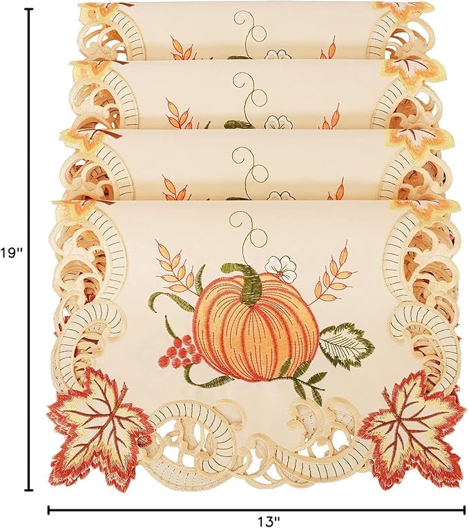 Simhomsen Decorative Thanksgiving Pumpkins Table Placemats (13ร 19 Inch Set of 4)