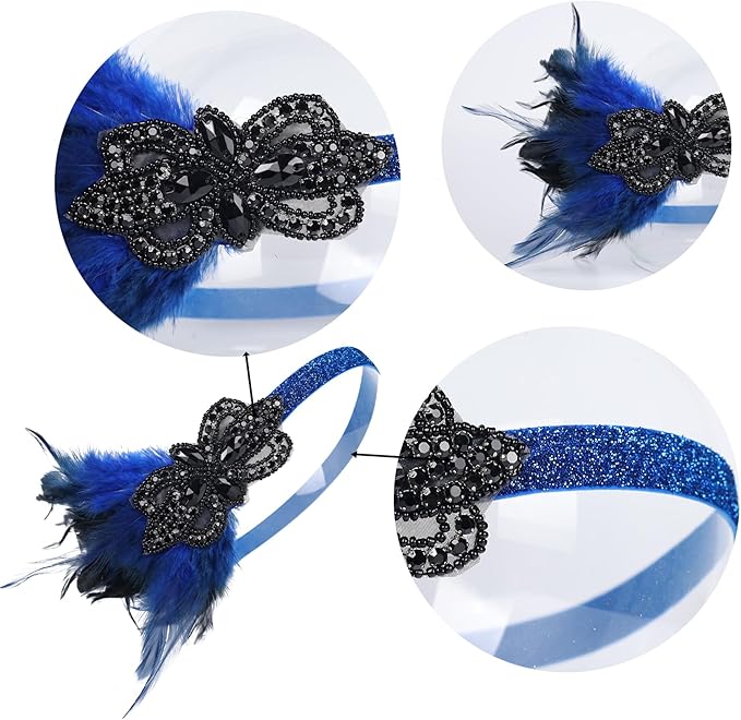 Women flapper feather headband for 1920s theme party Gatsby Headpiece for 20S Party