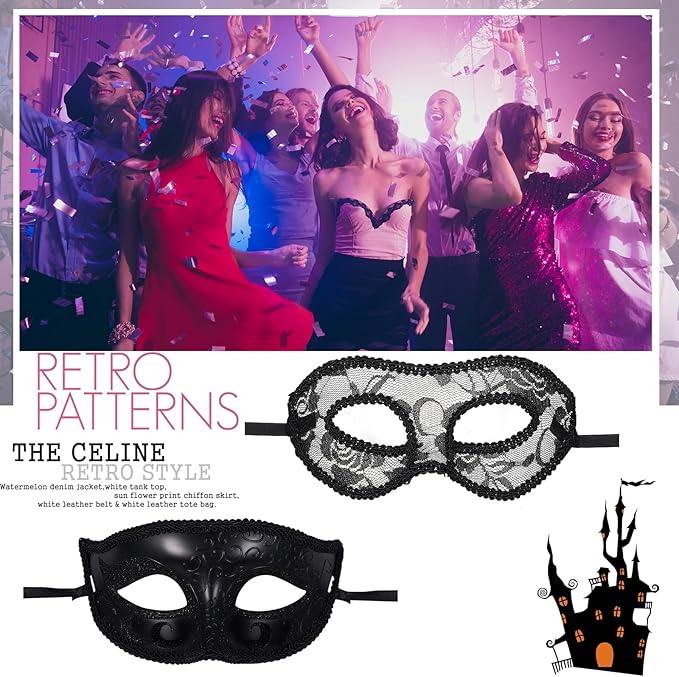 OIDEA Masquerade Mask for Couple - Roman Greek Venetian Mask Halloween Prom Party Costume Ball Mardi Gras Mask for Women Men