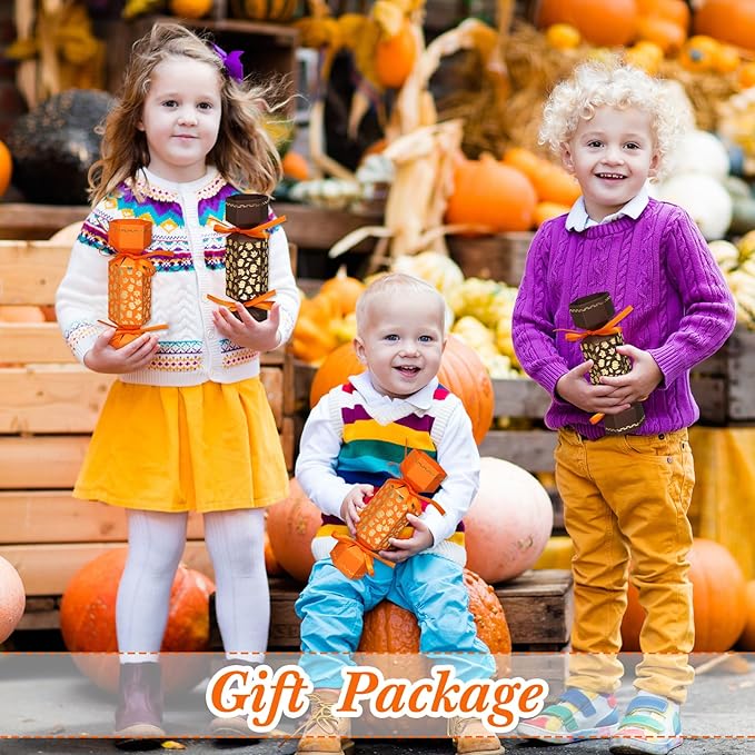 50 Packs Christmas Cracker Kit No Snap Xmas Party Table Favors Snowflake Reindeer DIY Christmas Party Cracker Candy Boxes for Holiday Dinner Decoration Gift (Pumpkin)