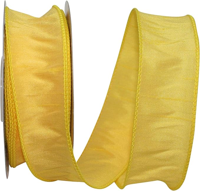 Reliant Ribbon 92975W-079-09F Dupioni Supreme Wired Edge Ribbon, 1-1/2 Inch X 10 Yards, Yellow