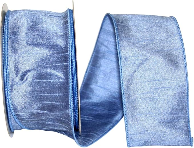 Reliant Ribbon 92975W-354-40H Dupioni Supreme Wired Edge Ribbon, 2-1/2 Inch X 20 Yards, French Blue