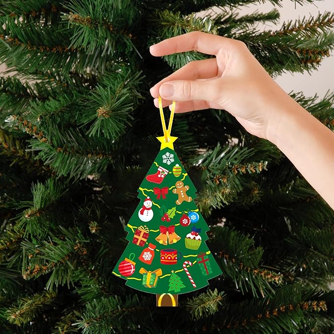 BCCSNNM 48 Pcs Christmas Tree Stickers Kit for Christmas DIY Hanging Art Ornaments Making Your Own Xmas Craft for Winter Holiday Party Classroom Activities Party Favors Decoration