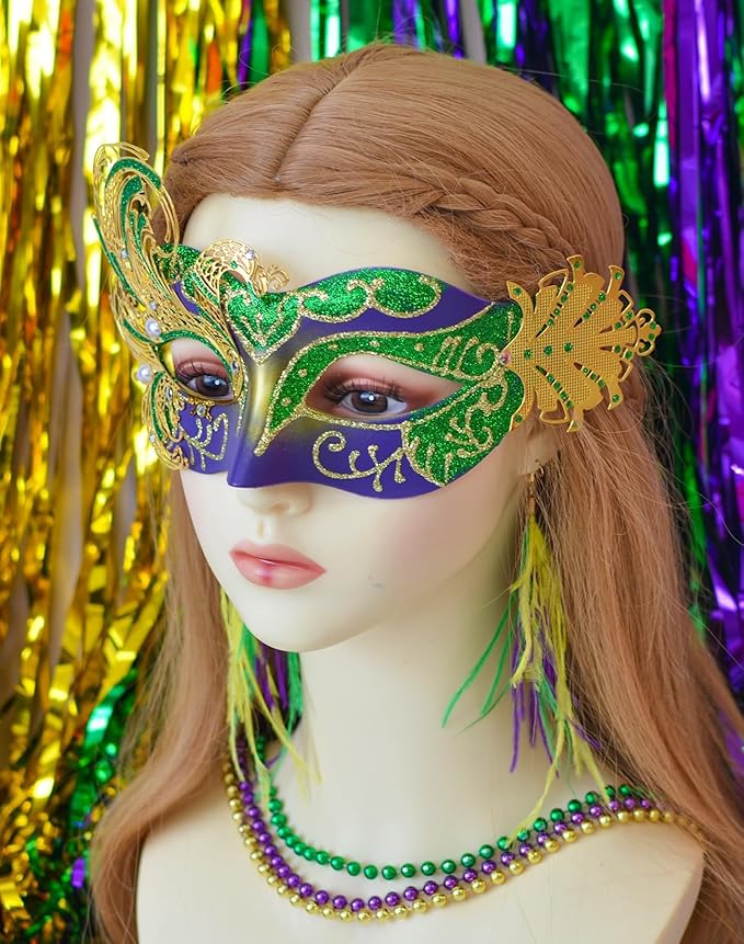 2025 New Mardi Gras Mask for Women-Swan Masquerade Venetian Mask - Carnival Mask for Women Butterfly, Costume Party