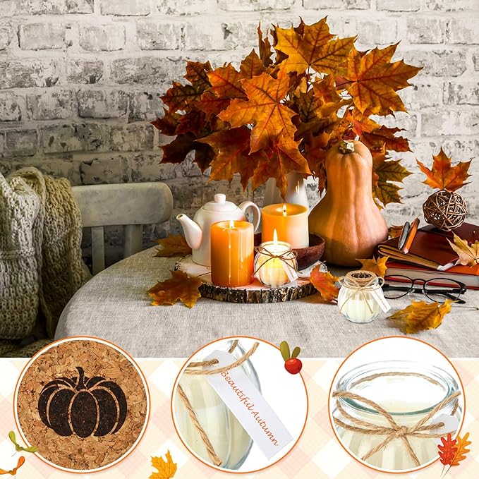 Lounsweer Set 12 Pumpkin Shaped Candles 5 oz Cute Scented Fall Pumpkin Candles Gift Farmhouse Home Table Halloween Decoration(Clear)