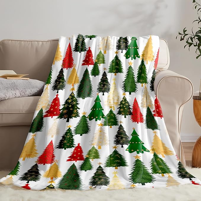 Christmas Fleece Throw Blanket – 300GSM Soft and Cozy Holiday Blanket for Sofa, Bed, Couch – Xmas Decorative Flannel Blanket, W50 x L70in
