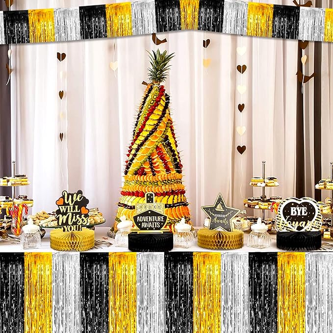 6 Pack 6 Feet 2024 New Year Foil Fringe Garland Metallic Tassle Banner Wall Hanging Tinsel Streamers Backdrop for Parade Floats, Notorious One Birthday Roaring 20s Graduation Party Decorations