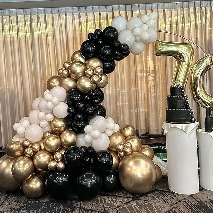 Gold Balloons Different Sizes, 113PCS Metallic Gold Balloon Garland Arch Kit 18/12/10/5 Inch Chrome Gold Helium Party Balloons Gold Metallic Latex Balloons for Birthday Baby Shower Wedding Decorations