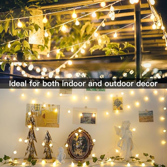 suddus String Lights for Bedroom, 33ft 100 Led Connectable Globe String Lights Indoor, Hanging Fairy Lights Plug in with Remote for Room, Dorm, Outdoor, Christmas Tree Decor, Thanksgiving, Warm White