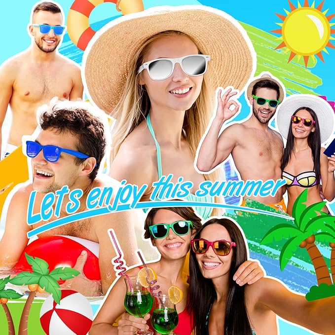 Colorful Party Sunglasses Bulk 20 Packs for Wedding Beach Summer Pool Party Supplies Goodie Bags Stuffers
