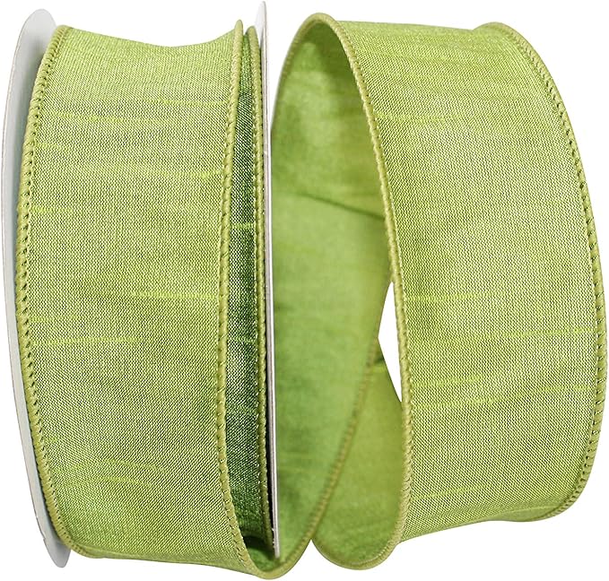 Reliant Ribbon 92975W-535-09F Dupioni Supreme Wired Edge Ribbon, 1-1/2 Inch X 10 Yards, Green Grass