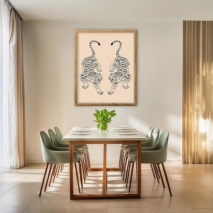 Posterizer 1 pcs - Tiger Minimalist Japanese Wall Art - Art for Animal Lovers - Retro Art - Gift for Men Women Entrepreneur Teens - Chic Home Decor - 08x10 unframed wall art