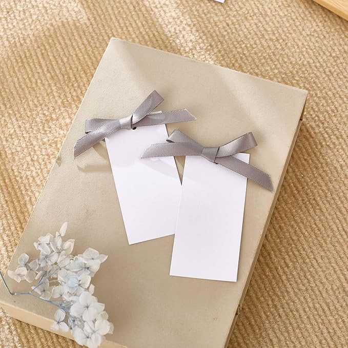 60pcs Wedding Banquet Place Cards for Table Setting.Name Table Cards .Name Cards with Ribbons. Can be Used for Wedding Banquet Table Decoration and Present Tags for Parties (Gray)