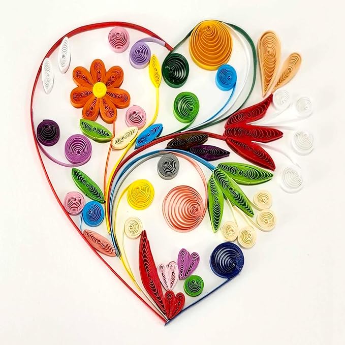 Quilled Cards - Heart Quilled Card for Women - Blank Inside Thank You or Happy Birthday Greeting Cards for Mom, Wife, Sister - 6x6 Handmade Paper Art Design with Envelope (Special Heart)