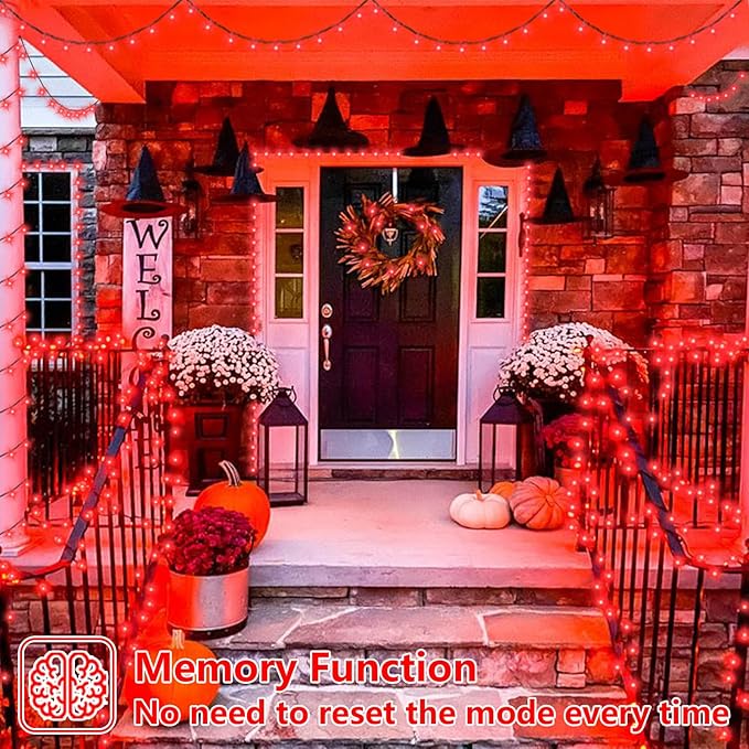 YEGUO 165ft 500 LED Christmas Lights Outdoor Waterproof, Red String Lights Plug in, Twinkle Christmas Tree Lights Indoor with Timer Memory 8 Modes