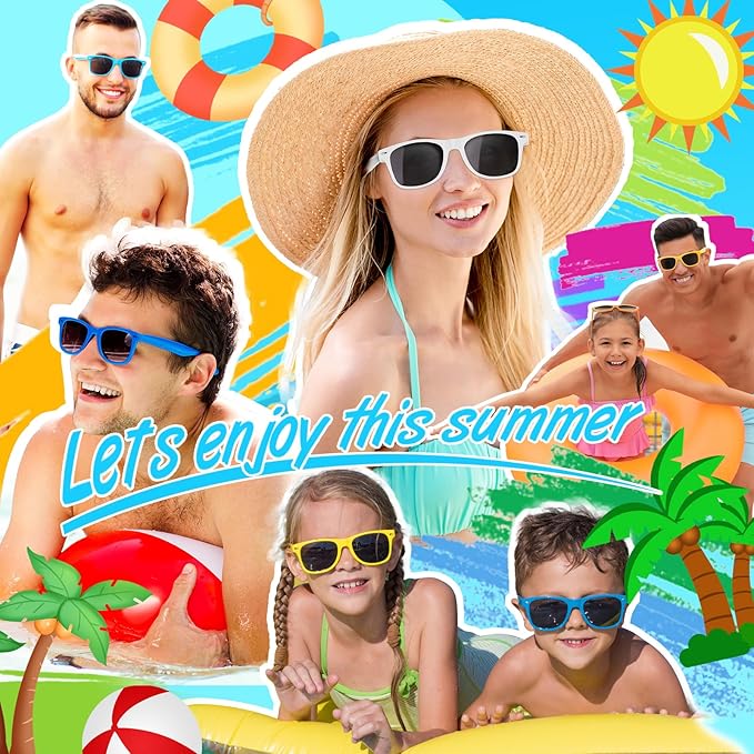Colorful Party Sunglasses Bulk 20 Packs for Wedding Beach Summer Pool Party Supplies Goodie Bags Stuffers