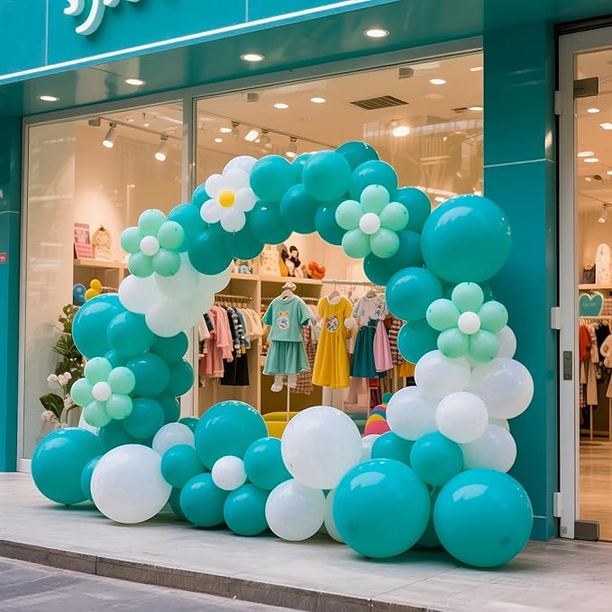 Turquoise Blue Peacock Blue Balloons 145pcs Different Sizes 5in 10in 12in 18in Teal Aqua Latex Balloon Arch Kit Garland for Wedding Baby Shower Birthday Party Decoration