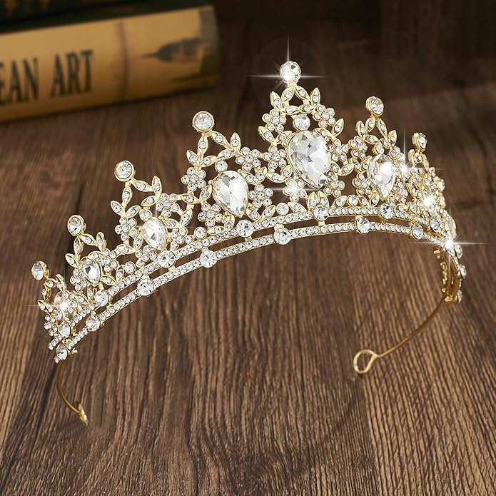 Crystal Tiaras & Crowns for Women, Bride Royal Queen Headband Princess Headpieces for Birthday Cake Crown & Prom Pageant Party