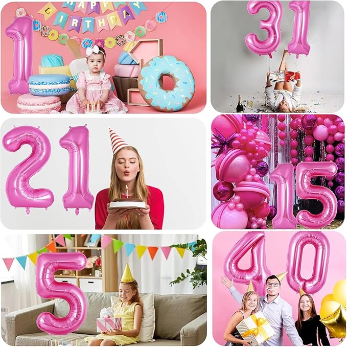 Pink Number Balloons, Large Hot pink Number 8 Balloon 40 Inch Pink 8 Balloon for Men Women Boys Girls 8th Birthday Party Decoration