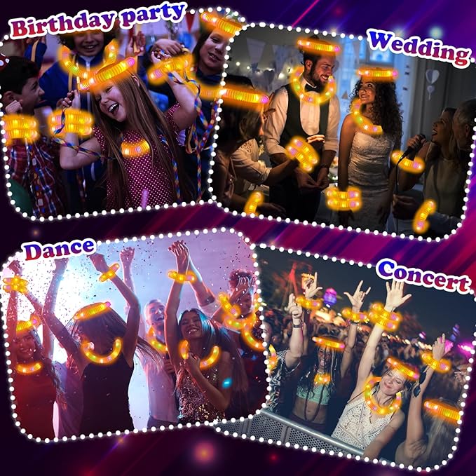 12-24 PCS Orange Glow Sticks Pop Tubes for kids,Light Up Glow Necklaces Bracelets Party Favors Gifts Accessories for Toddlers, Glow New Year Eve Birthday Camping Party Decorations for Boys Girls