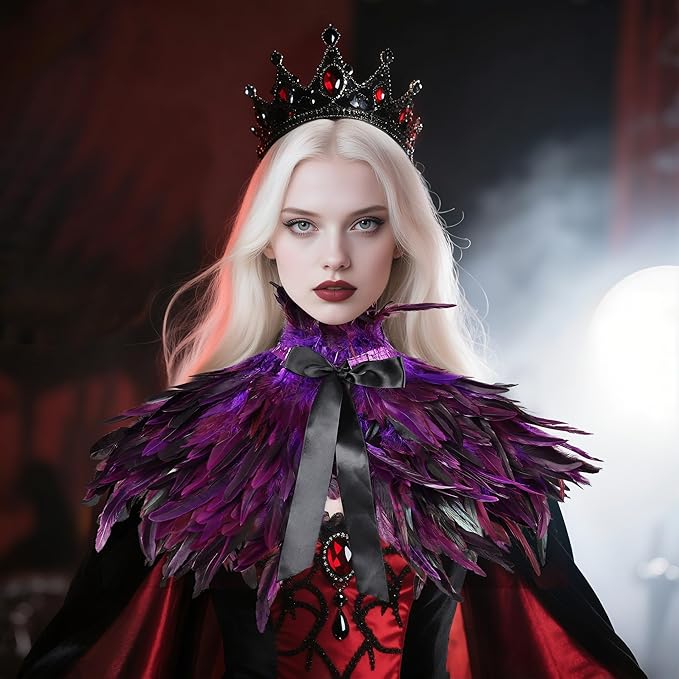 Gothic Natural Feather Shrug Feather Shawl Wrap Cape Victorian Collar for Halloween Cosplay Party Costume Accessories
