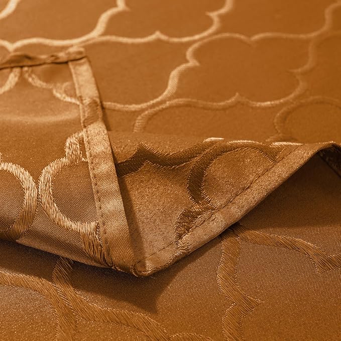 SASTYBALE Brown Damask Jacquard Tablecloth - 52x52 Inch Square/Round (2-4 Seats) - Water Resistant, Wrinkle-Free Durable Fabric - Fall Thanksgiving & Christmas Daily Table Cover