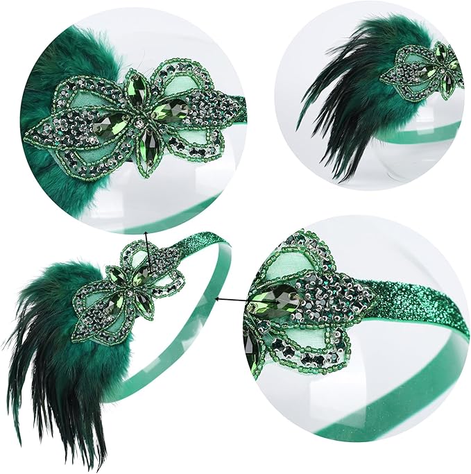 Women flapper feather headband for 1920s theme party Gatsby Headpiece for 20S Party