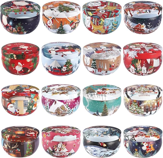 16 Pack Christmas Scented Candles Gift Set 2.5oz Strong Fragrance jar Candles Natural Soy Wax Candles Portable Travel Tin Jar Candles Gifts for Home Scented Decoration Birthday Valentine'sDay