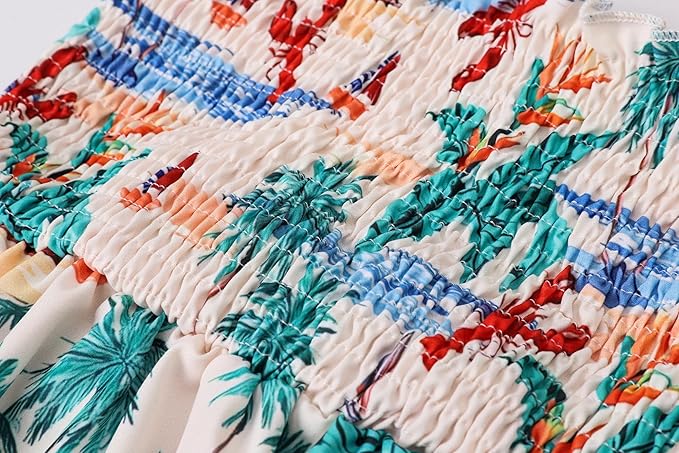 Cromoncent Matching Hawaiian Outfits for Family, Dad and Son Matching Luau Beach Tropical Shirts Mommy Daughter Tropical Sets