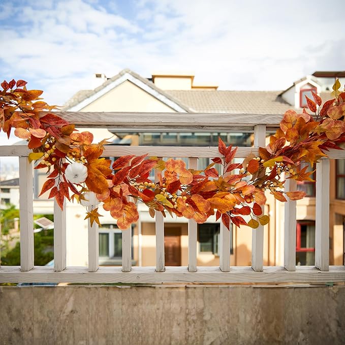 Thanksgiving Decorations - Clycaloor 13FT Fall Garland Maple Leaf, Artificial Autumn Hanging Vine Garland Thanksgiving Decor for Home Wedding Fireplace Party Christmas Halloween